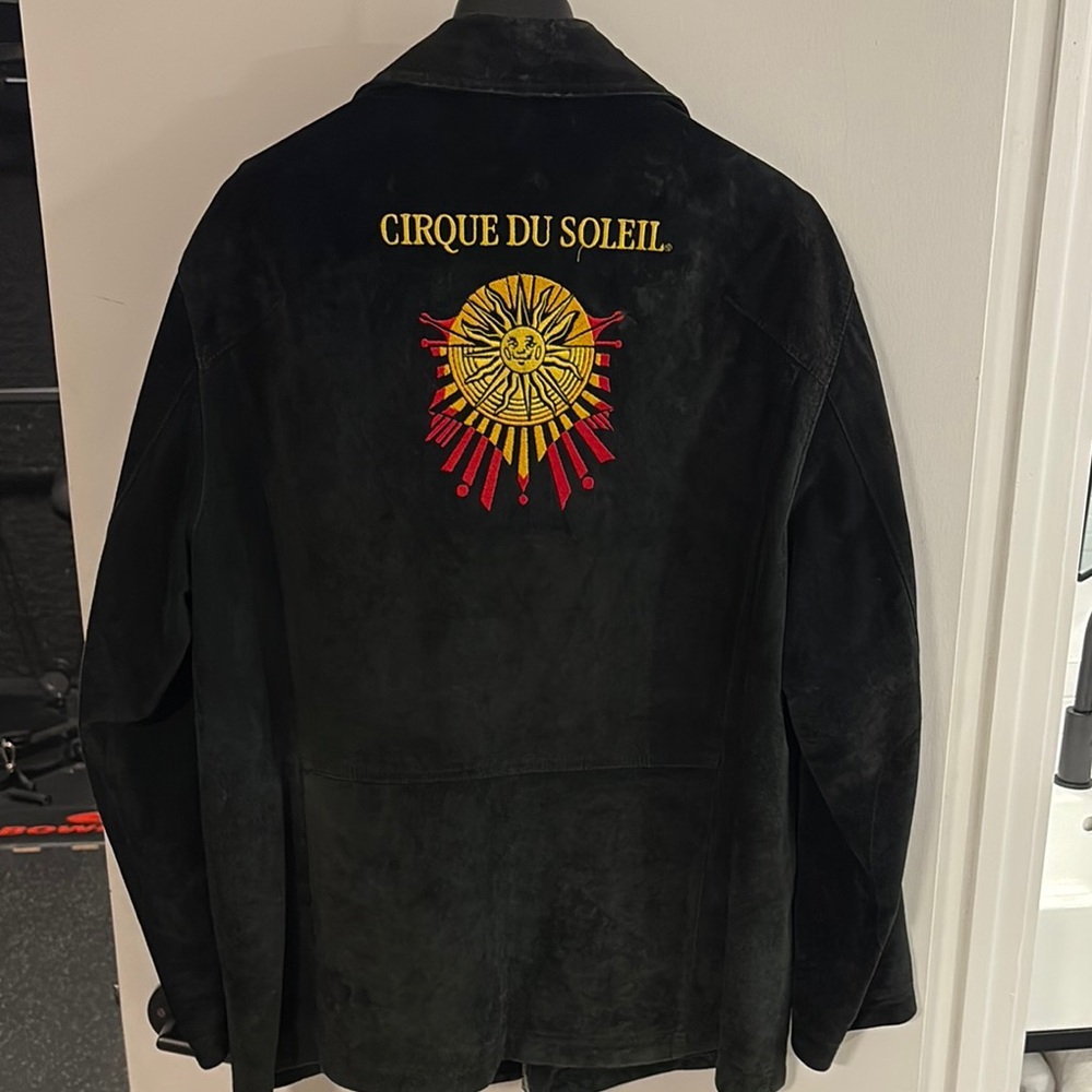 Black Lightweight Shirt Jacket with cirque du soleil Embroidered Sun Design